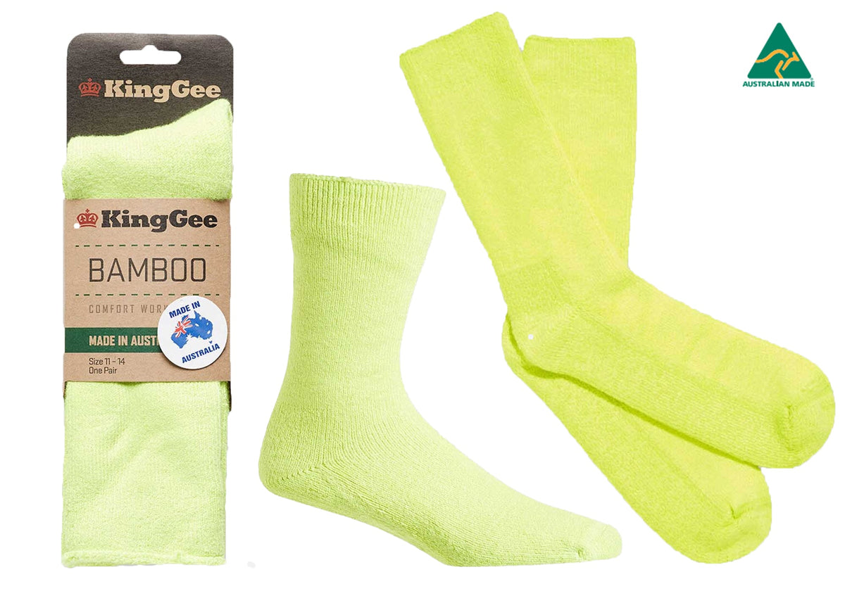 6 Pairs of KingGee Mens Bambo Work Socks Made In Australia