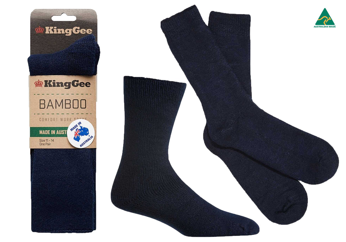 6 Pairs of KingGee Mens Bambo Work Socks Made In Australia