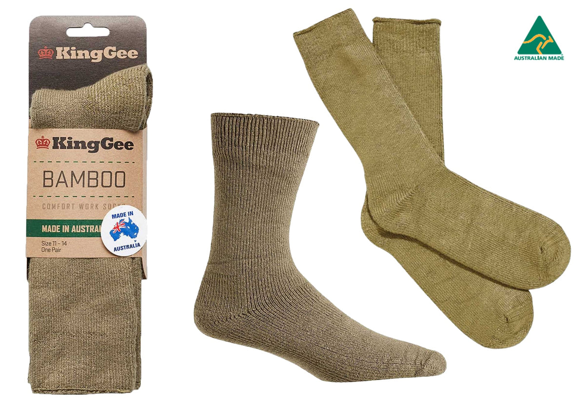 6 Pairs of KingGee Mens Bambo Work Socks Made In Australia