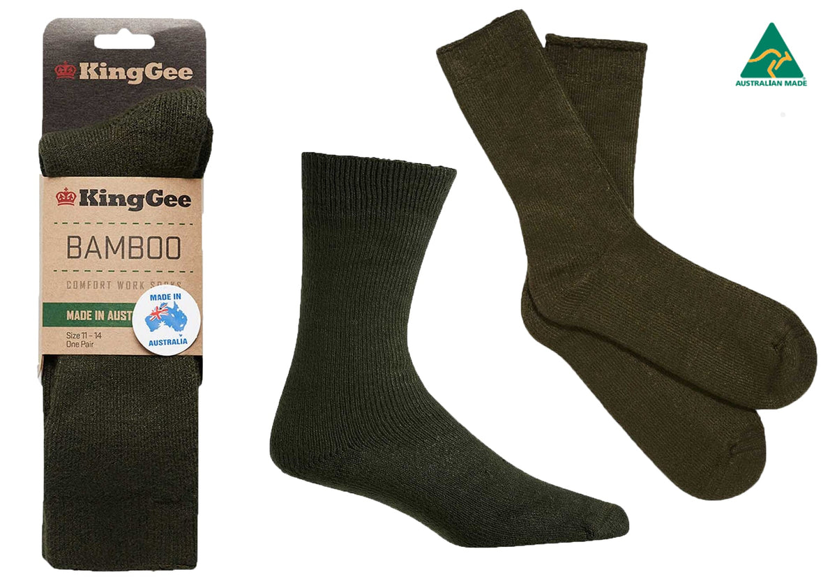 3 Pairs of KingGee Mens Bambo Work Socks Made In Australia
