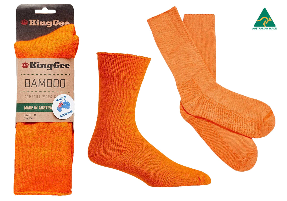 6 Pairs of KingGee Mens Bambo Work Socks Made In Australia