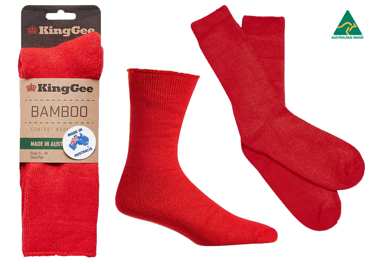 6 Pairs of KingGee Mens Bambo Work Socks Made In Australia